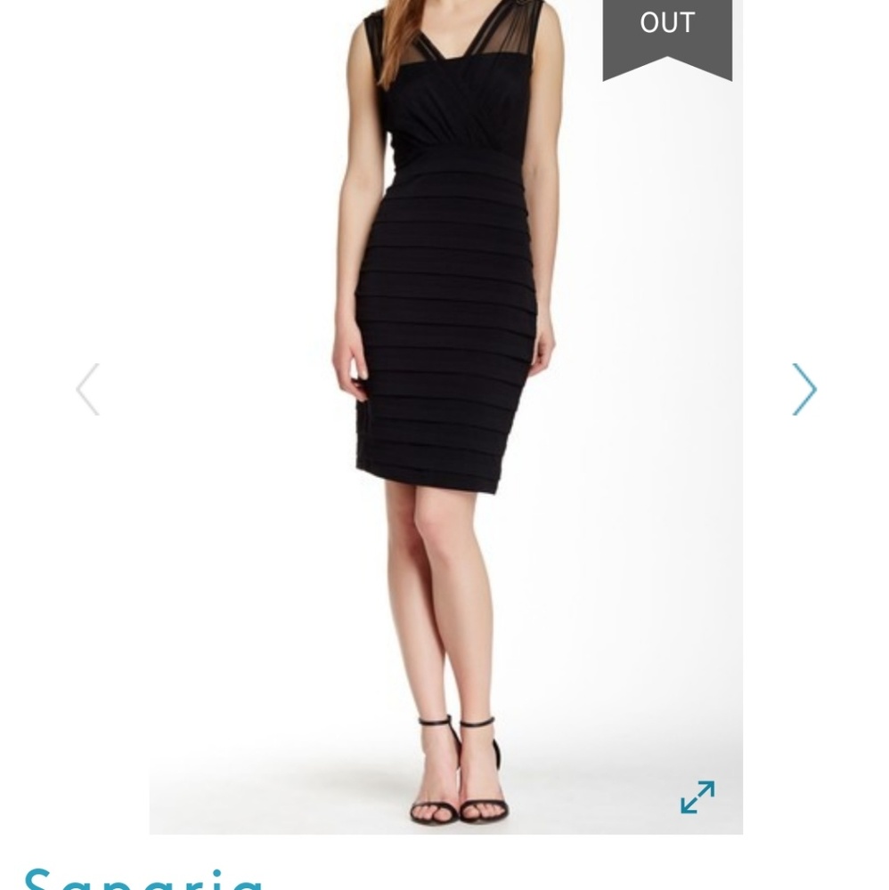 Sangria - Beaded Shoulder Dress (size 6, Black)